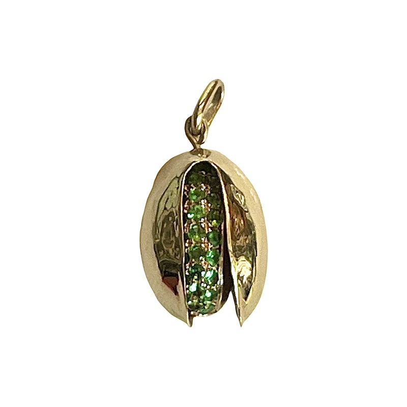 18k Yellow Gold and Tsavorite Pistachio Charm
