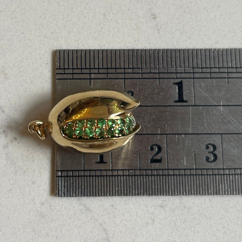 18k Yellow Gold and Tsavorite Pistachio Charm
