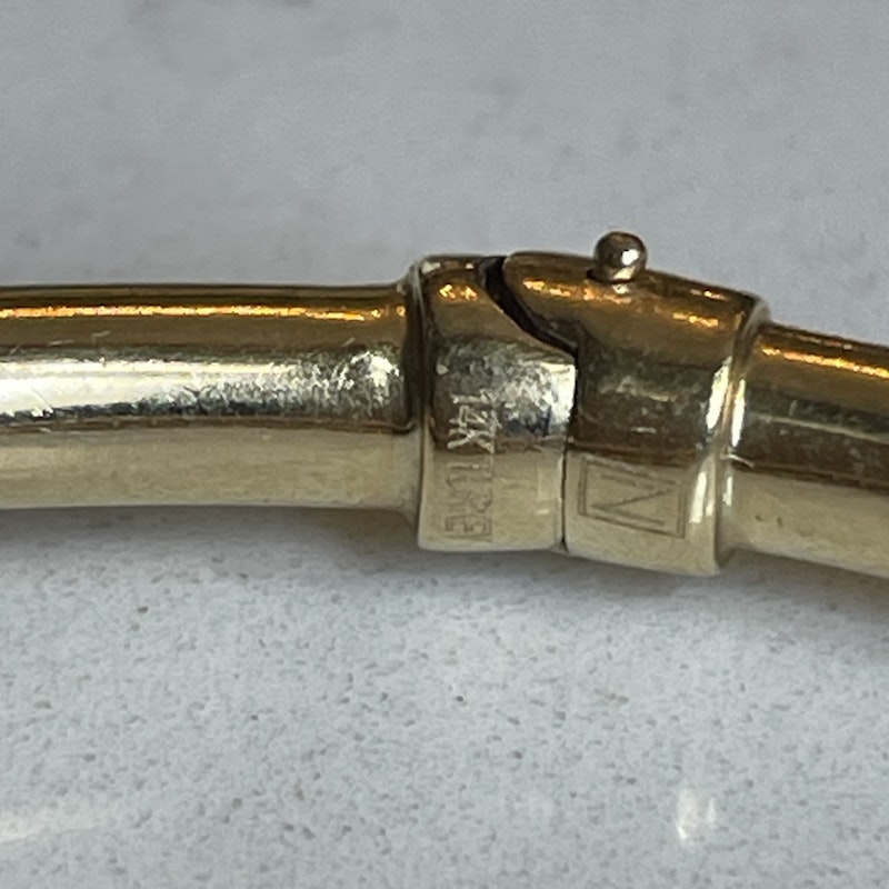 14k Yellow Gold Bypass Tubular Hinged Bangle Bracelet