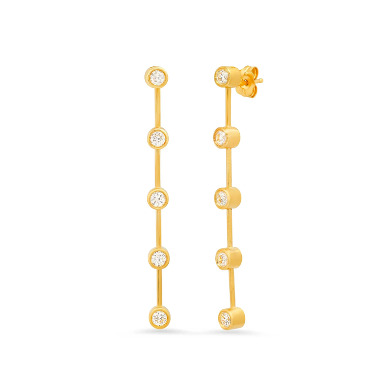 Shylee Rose 14k Yellow Gold Diamond Bezel Bar Earrings