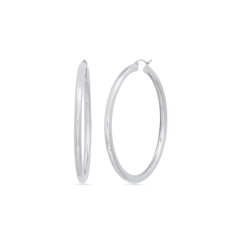 Shylee Rose 14k White Gold 2" Wide Hoop Earrings