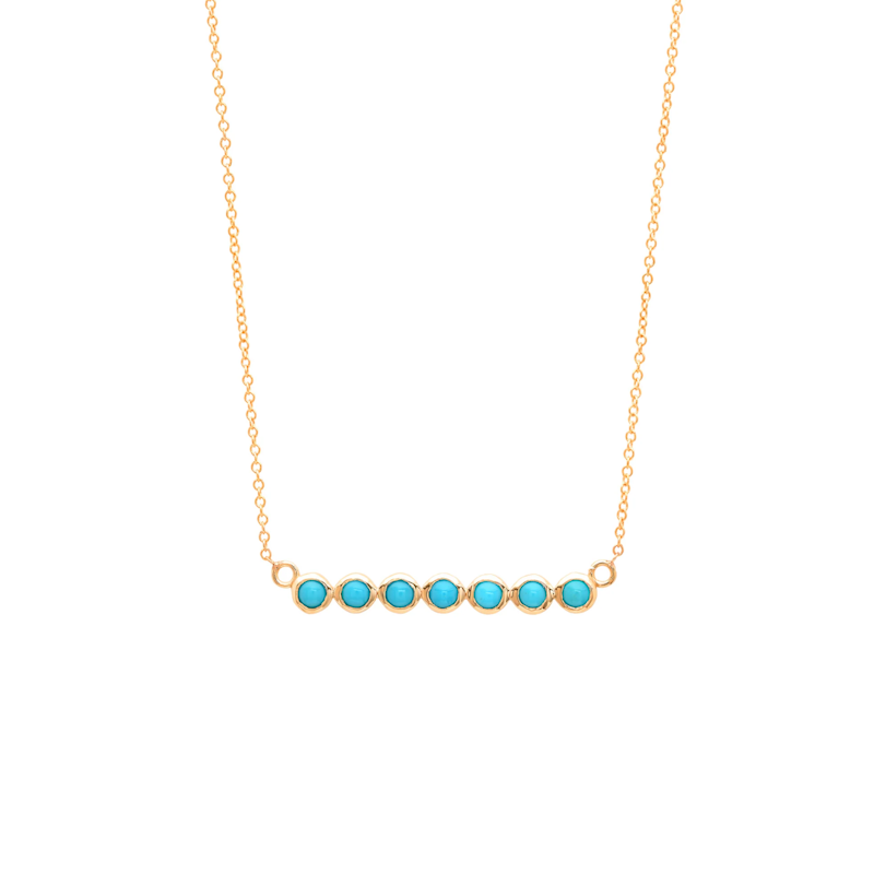 Shylee Rose 14k Rose Gold 7 Turquoise Bar Necklace