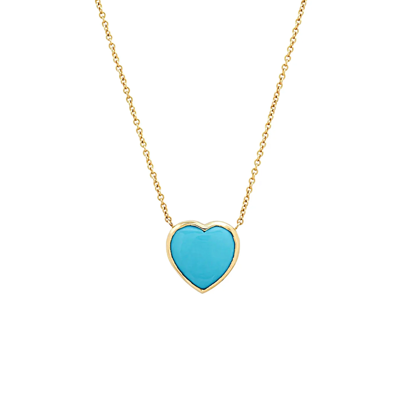 Shylee Rose 14k Yellow Gold Turquoise Framed Heart Necklace