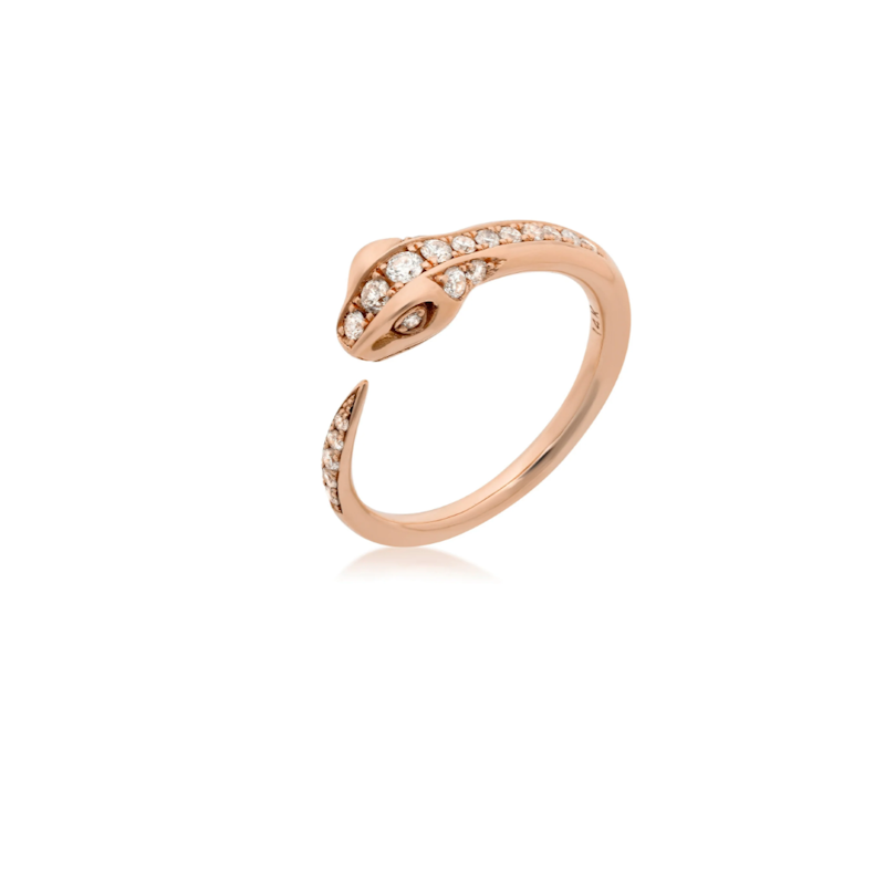 Shylee Rose 14k Rose Gold Diamond serpent snake ring, size 7