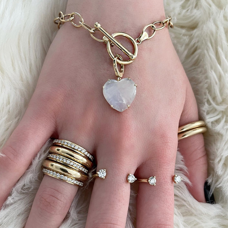 Shylee Rose 14k Rose Gold Moonstone Heart Charm