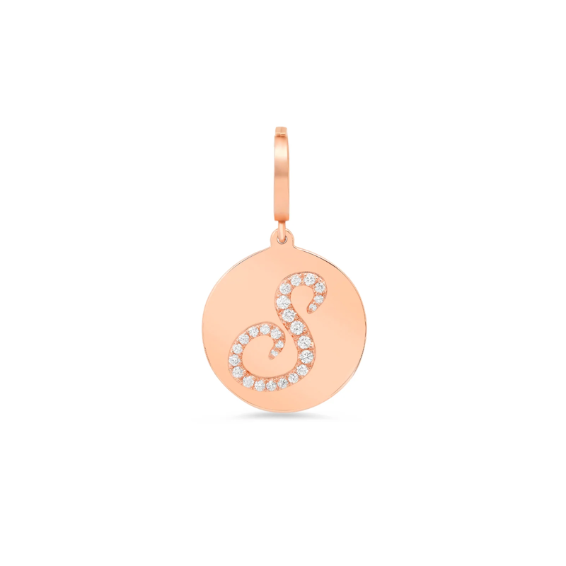 Shylee Rose 14k Rose Gold Diamond Initial S Disc Charm
