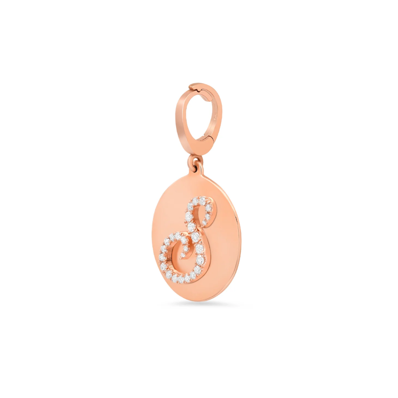 Shylee Rose 14k Rose Gold Diamond Initial S Disc Charm