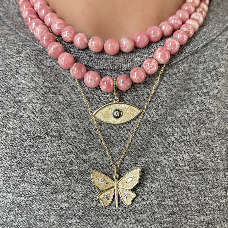Shylee Rose 14k Yellow Gold Large Diamond Butterfly Necklace