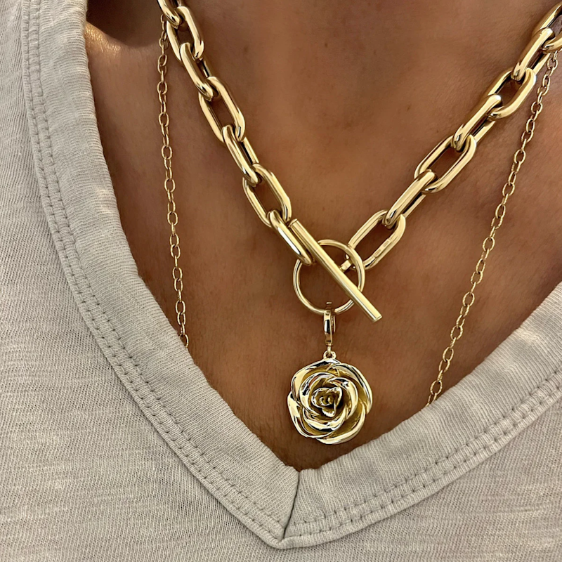 Shylee Rose 14k Yellow Gold Large Rose Charm