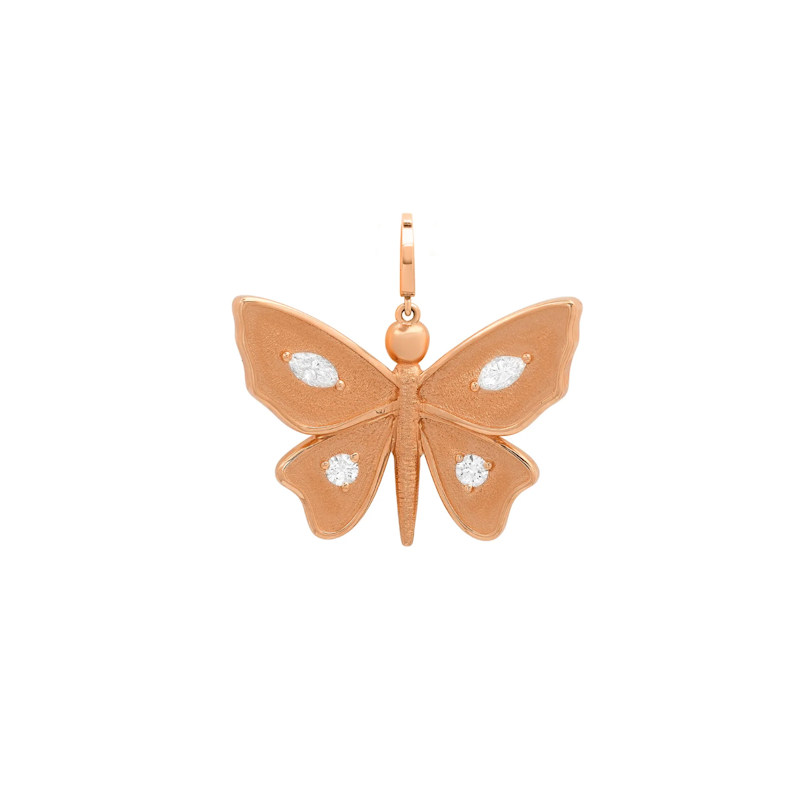 Shylee Rose 14k Rose Gold Large Diamond Butterfly Charm