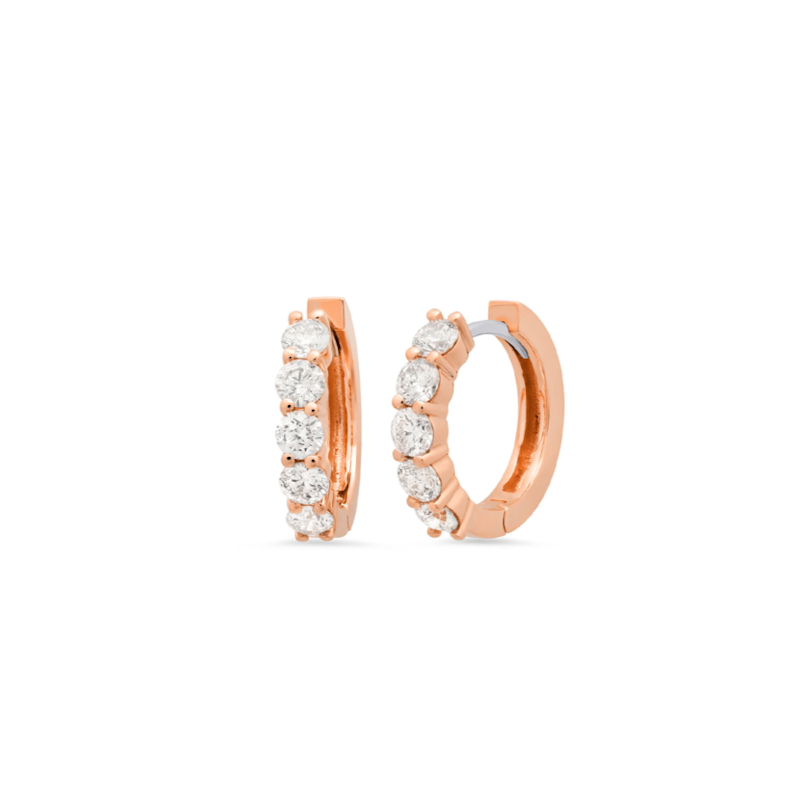 Shylee Rose 14k Rose Gold 5 Diamond Huggie Earrings