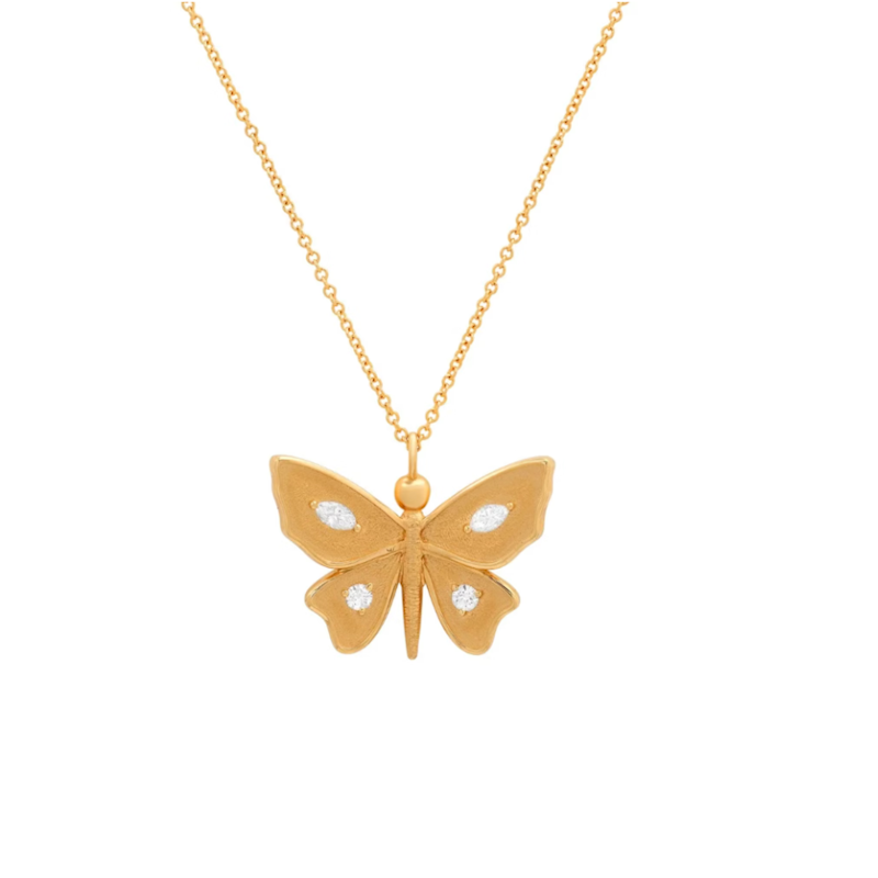 Shylee Rose 14k Rose Gold Large Diamond Butterfly Necklace