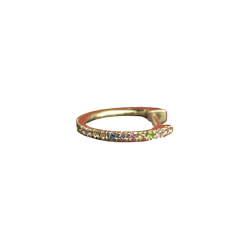 14k Yellow Gold Rainbow Cartilage Hoop Earring