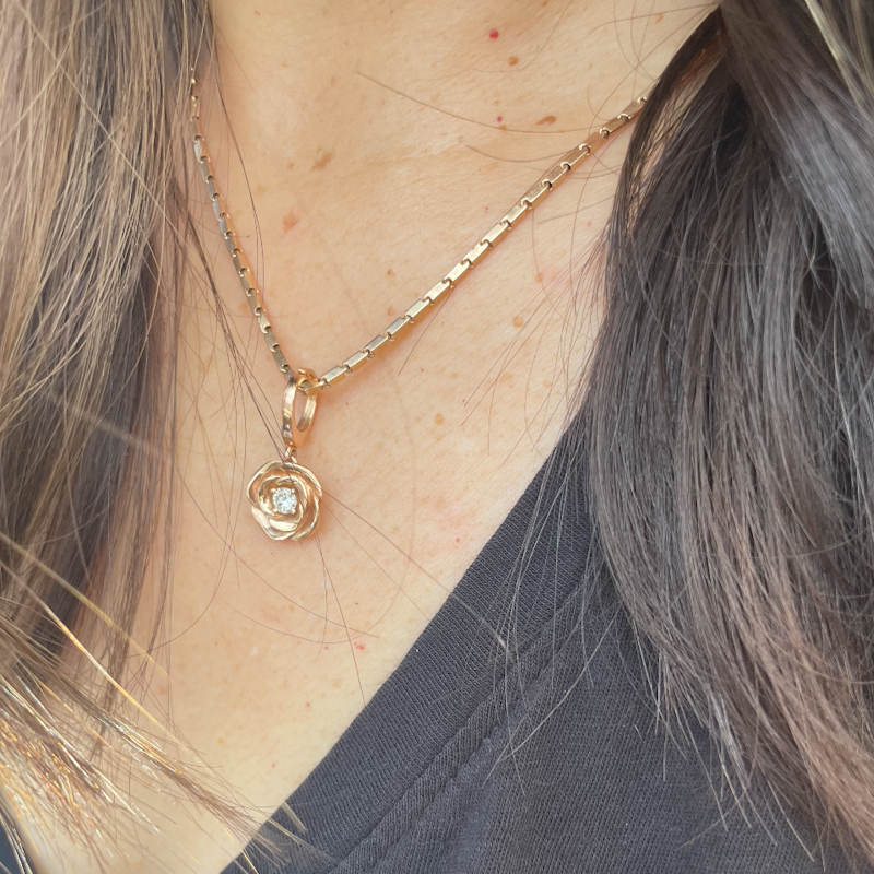 Shylee Rose 14k Rose Gold and Diamond Rose Charm