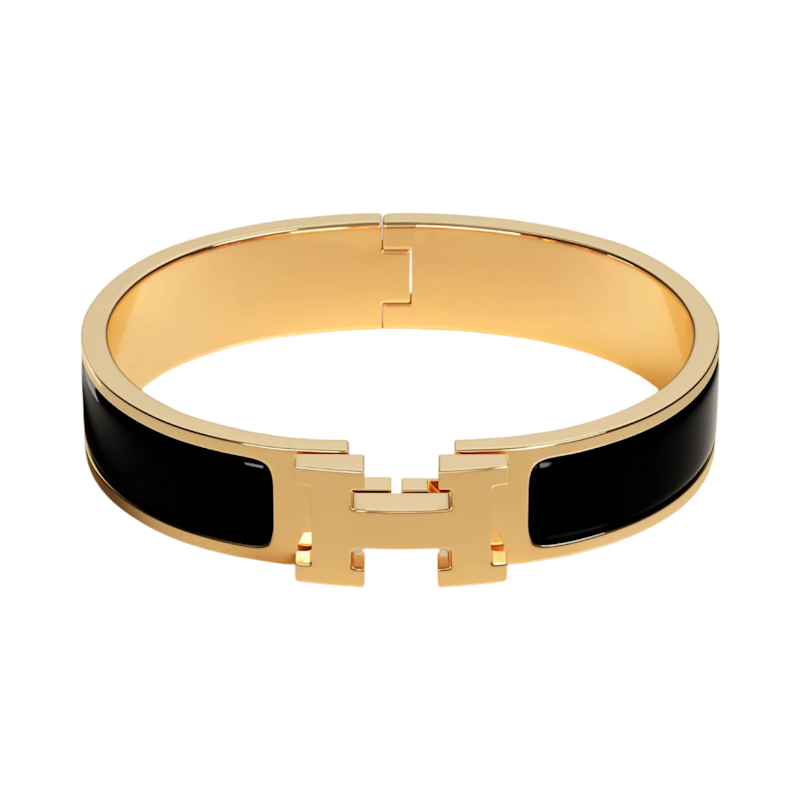 Hermès Clic H Narrow Bracelet, Black and Gold