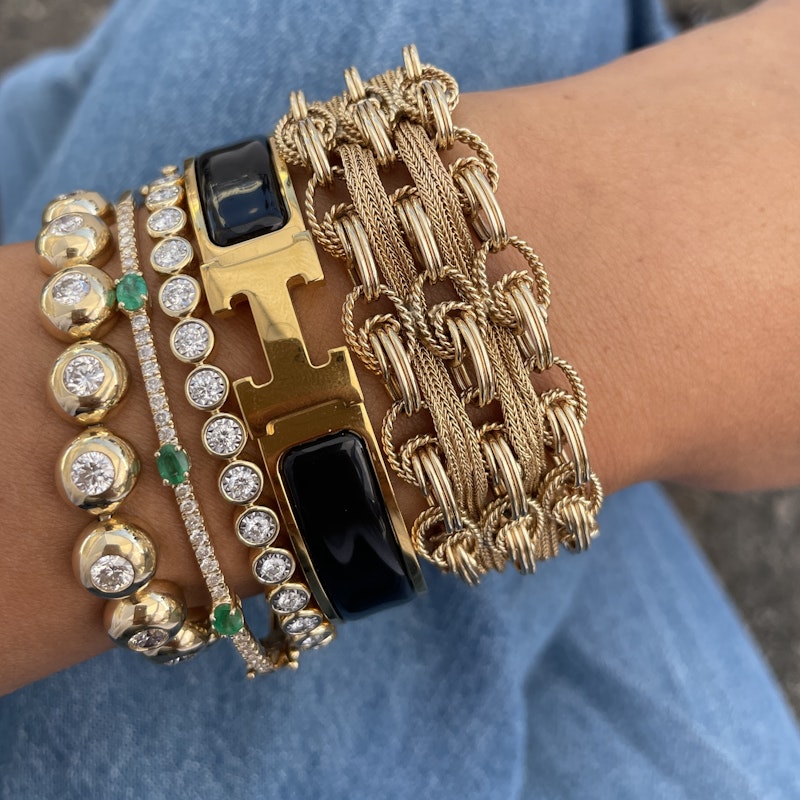 Hermès Clic H Narrow Bracelet, Black and Gold