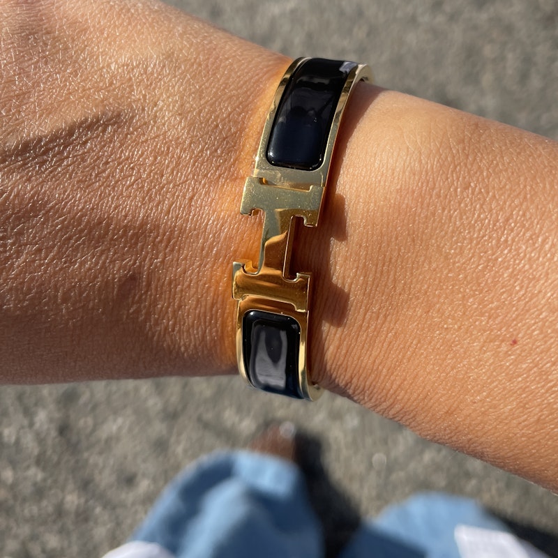 Hermès Clic H Narrow Bracelet, Black and Gold