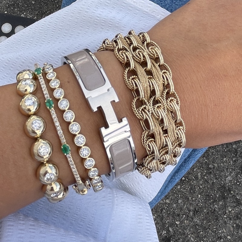 Hermès Clic H Narrow Bracelet, Taupe and Silver
