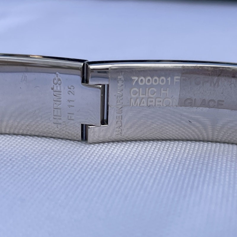 Hermès Clic H Narrow Bracelet, Taupe and Silver
