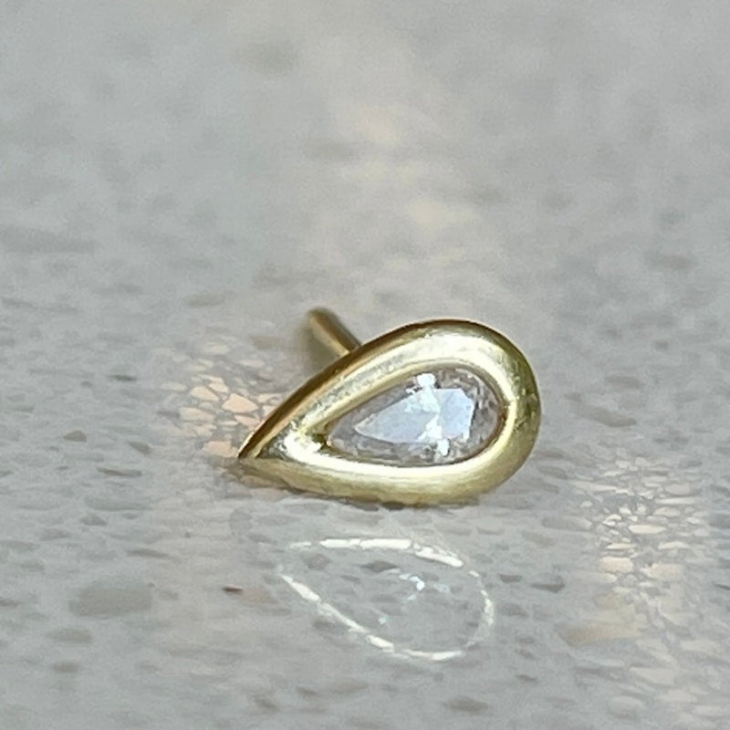 Jacquie Aiche 14k Yellow Gold Teardrop Diamond Bezel Stud