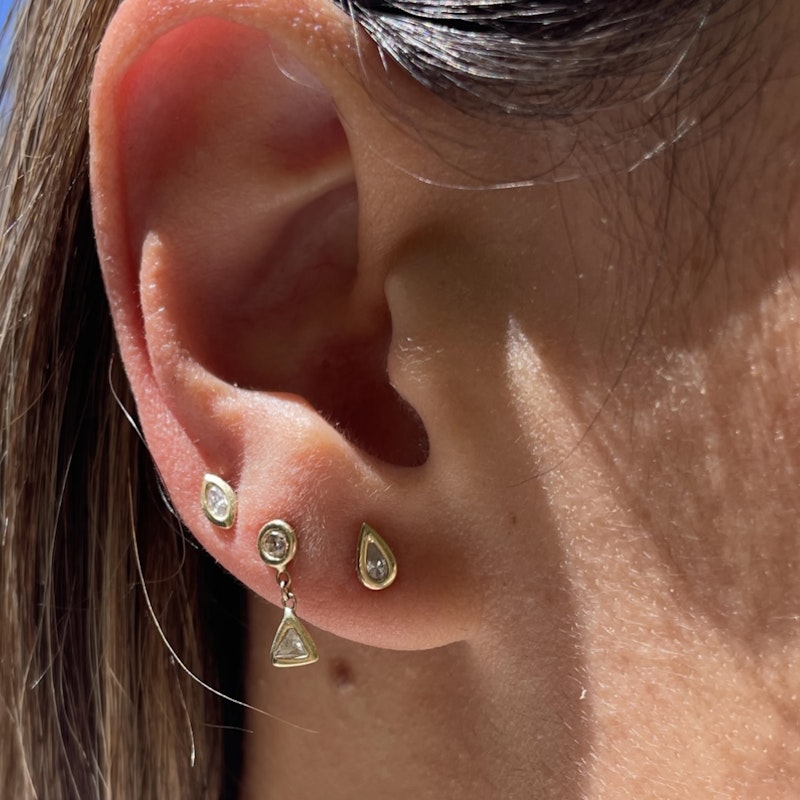 Jacquie Aiche 14k Yellow Gold Teardrop Diamond Bezel Stud