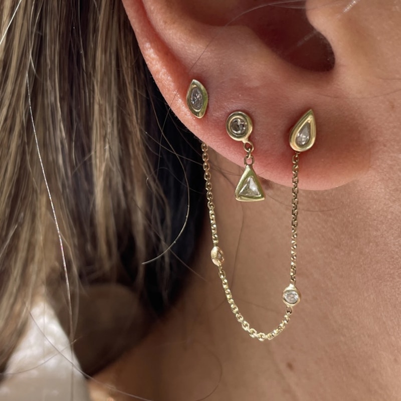 Jacquie Aiche 14k Yellow Gold Teardrop Diamond Bezel Stud