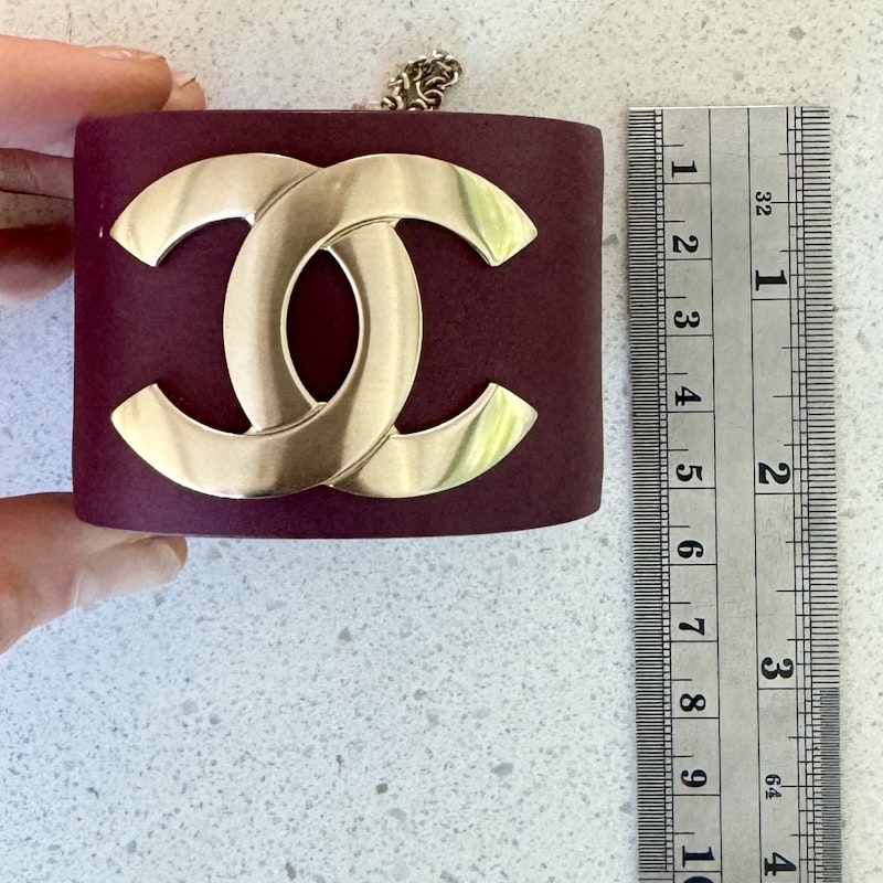 Chanel Calfskin CC Wide Cuff Dark Mauve, Size S