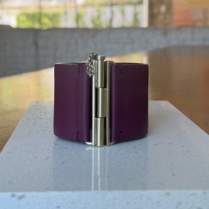 Chanel Calfskin CC Wide Cuff Dark Mauve, Size S