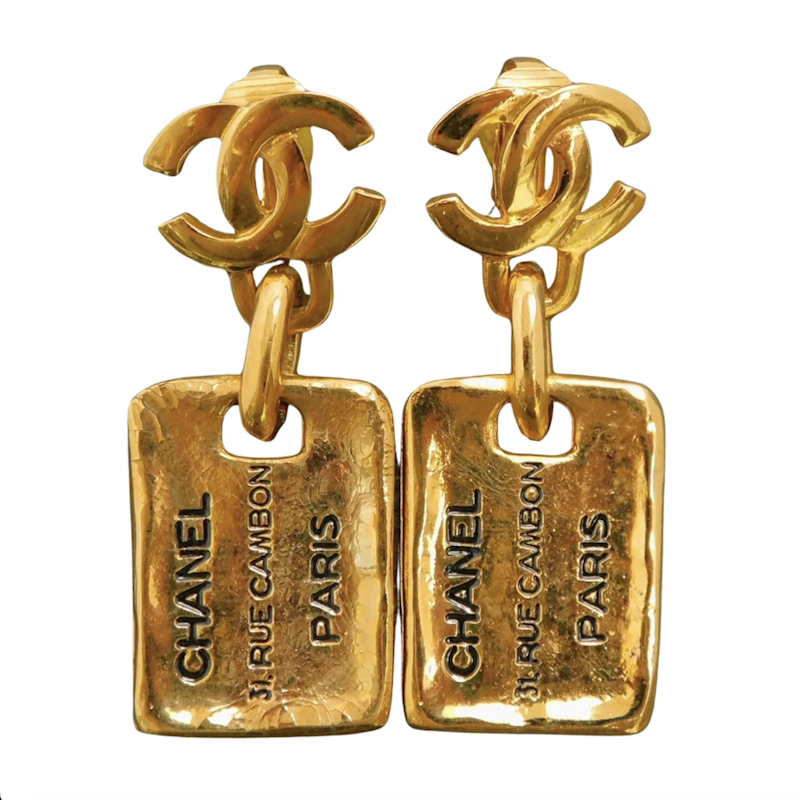 Chanel Vintage 31 Rue Cambon Gold Tag CC Clip Earring