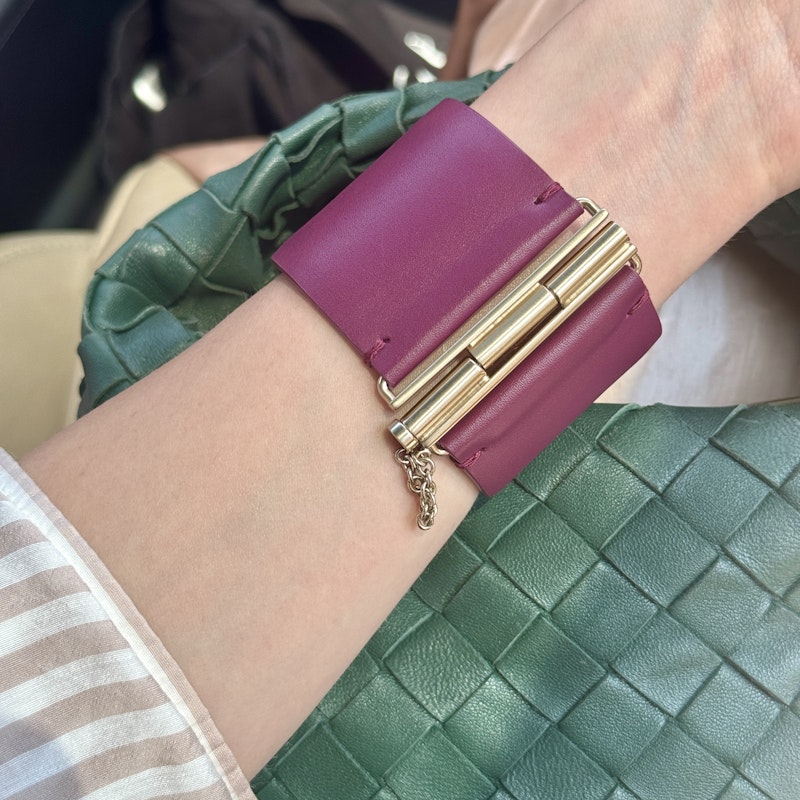 Chanel Calfskin CC Wide Cuff Dark Mauve, Size S