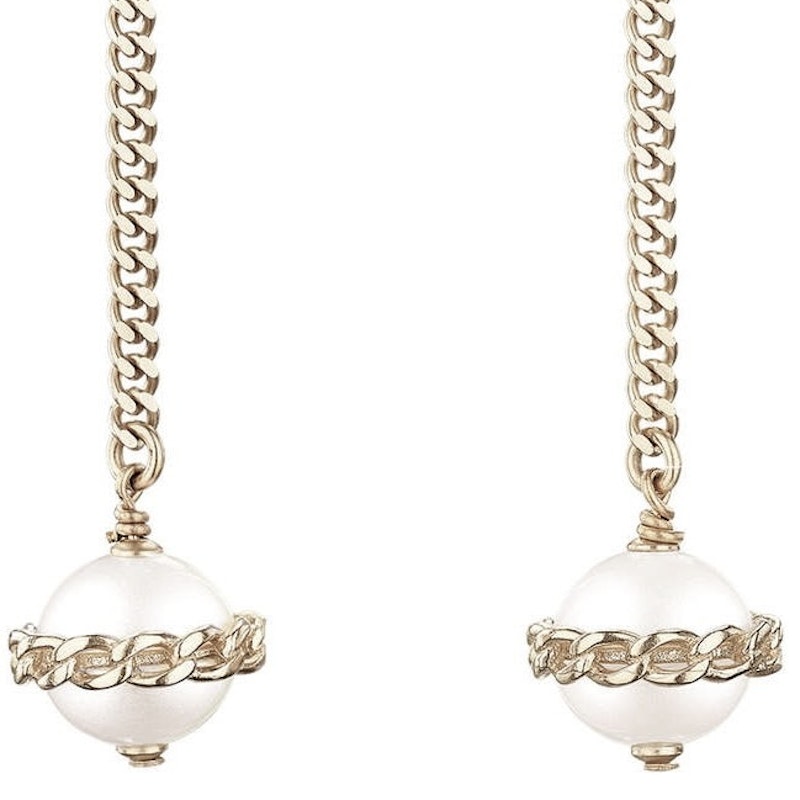 Chanel Pearl and Curb Chain Drop Earrings