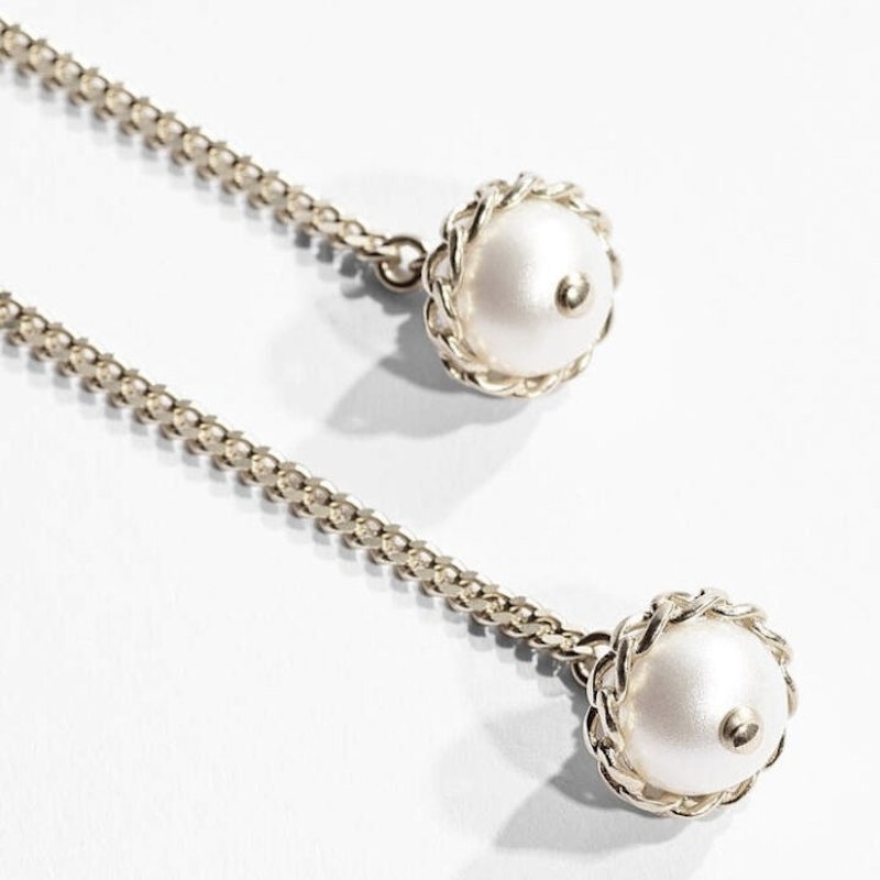 Chanel Pearl and Curb Chain Drop Earrings