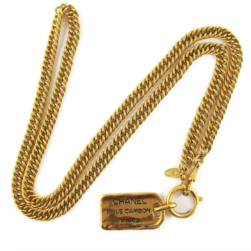 Chanel Vintage 31 Rue Cambon Tag Pendant Necklace