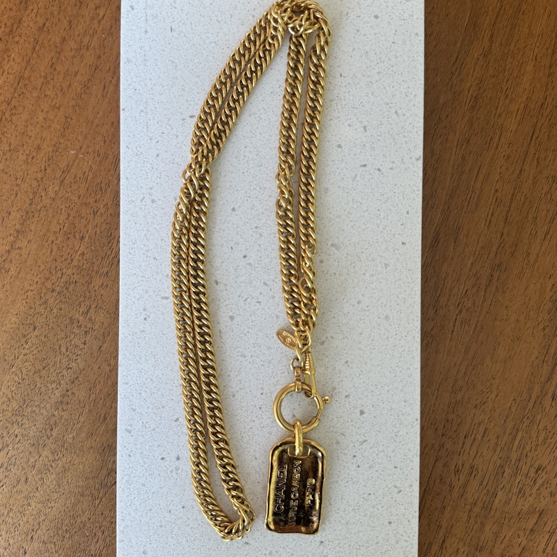 Chanel Vintage 31 Rue Cambon Tag Pendant Necklace