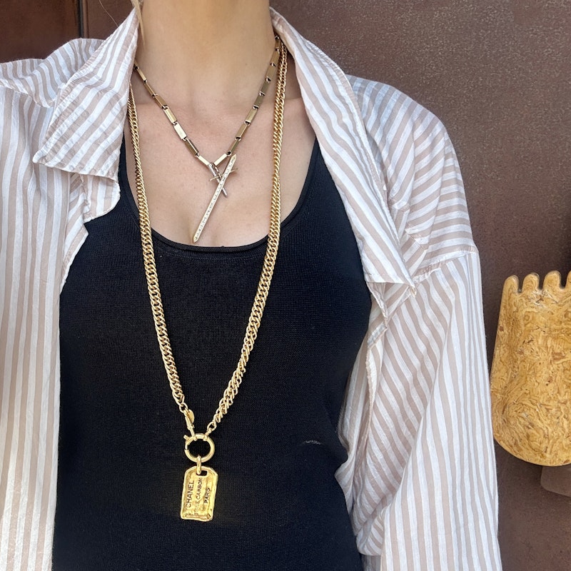 Chanel Vintage 31 Rue Cambon Tag Pendant Necklace