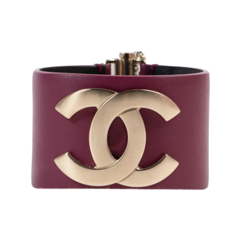 Chanel Calfskin CC Wide Cuff Dark Mauve, Size S