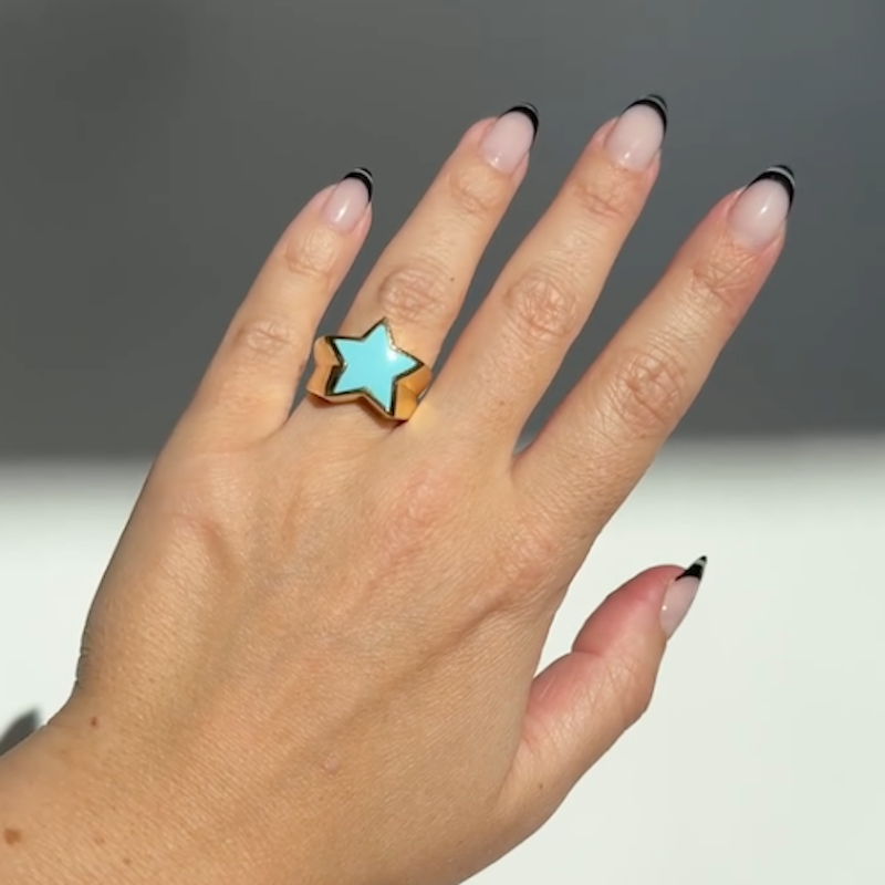 18k Yellow Gold Turquoise Star Ring