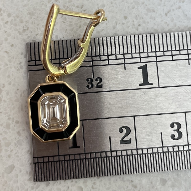 Doves by Doron 18k Illusion Set Diamond & Black Onyx Earrings