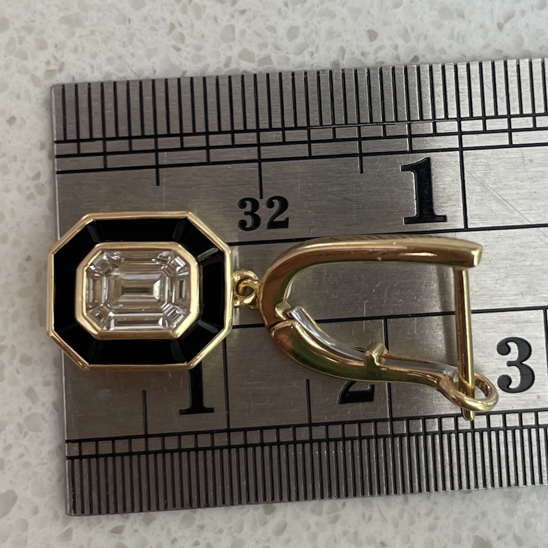 Doves by Doron 18k Illusion Set Diamond & Black Onyx Earrings