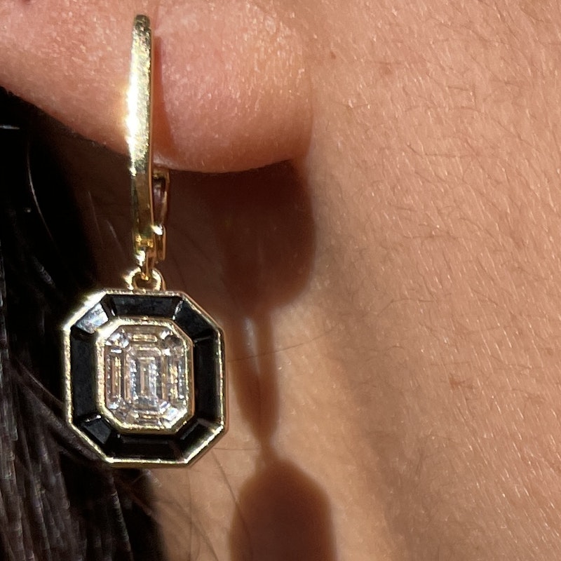 Doves by Doron 18k Illusion Set Diamond & Black Onyx Earrings