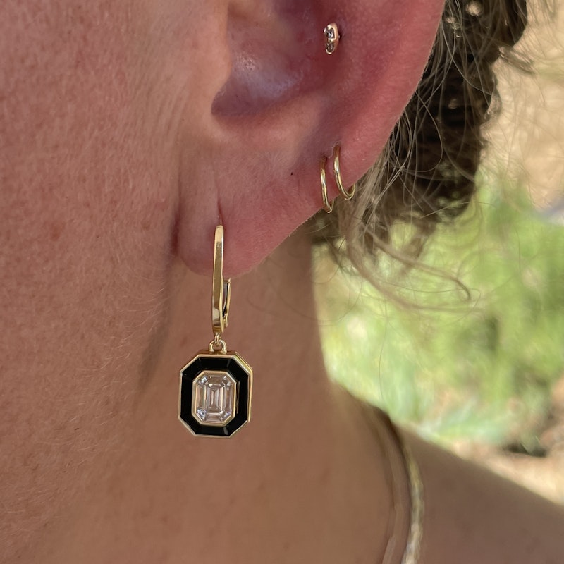 Doves by Doron 18k Illusion Set Diamond & Black Onyx Earrings
