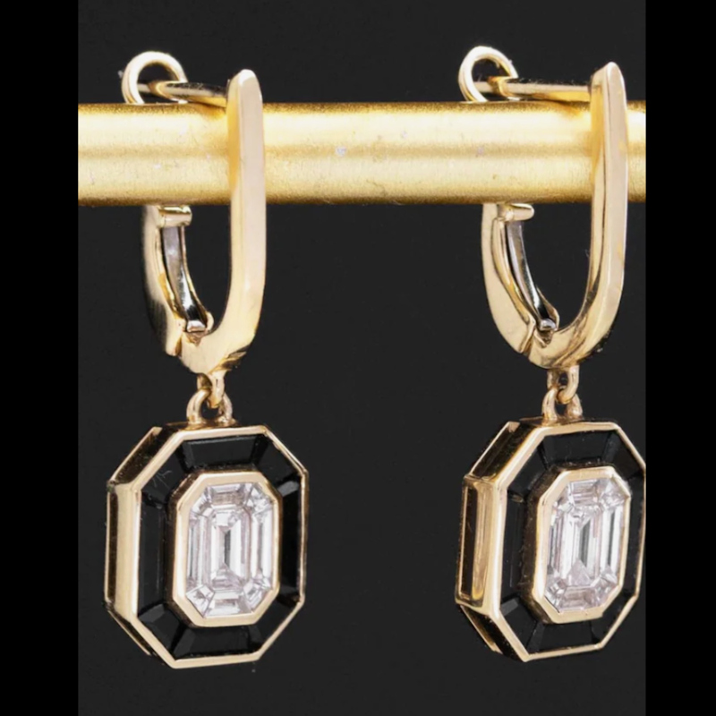 Doves by Doron 18k Illusion Set Diamond & Black Onyx Earrings