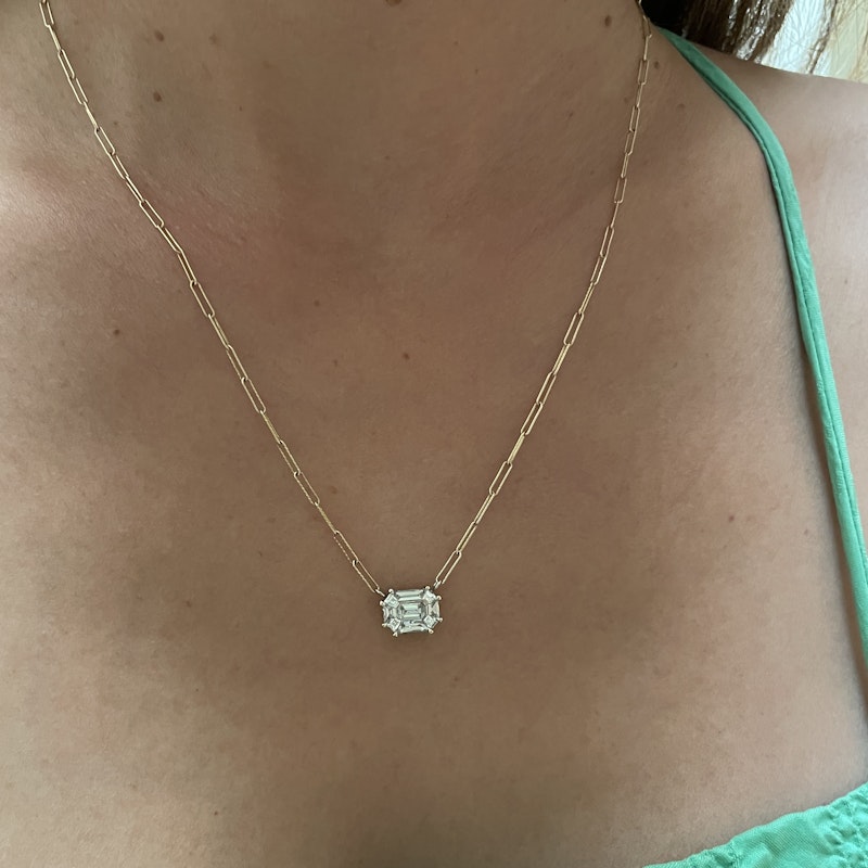 18K White and 14K Yellow Gold Illusion Set Diamond Mosaic Pendant Necklace