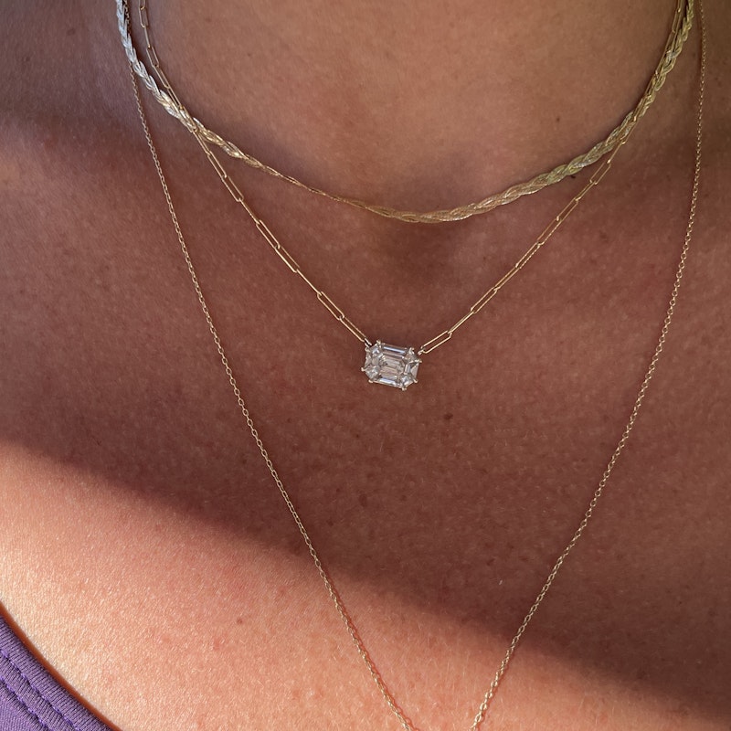 18K White and 14K Yellow Gold Illusion Set Diamond Mosaic Pendant Necklace