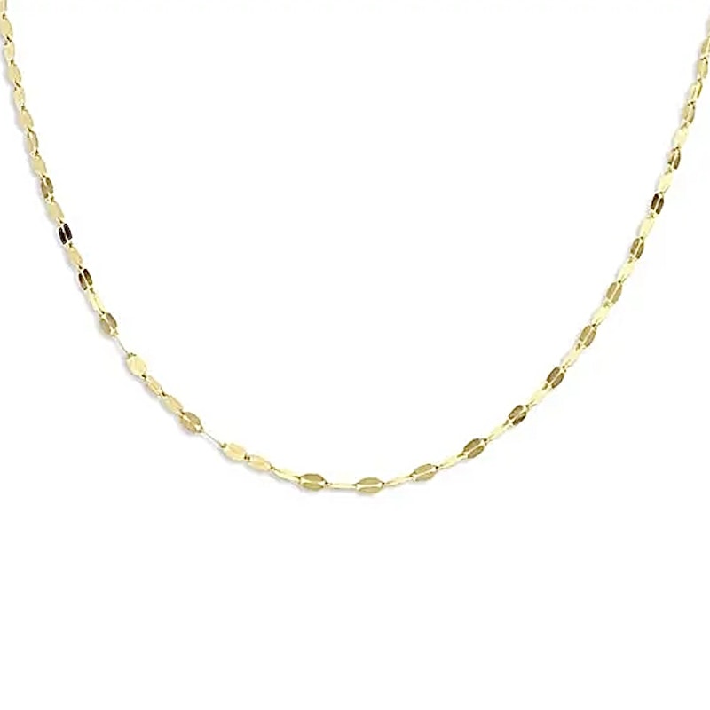14k Yellow Gold 2mm Oval Mirror Link Chain Necklace