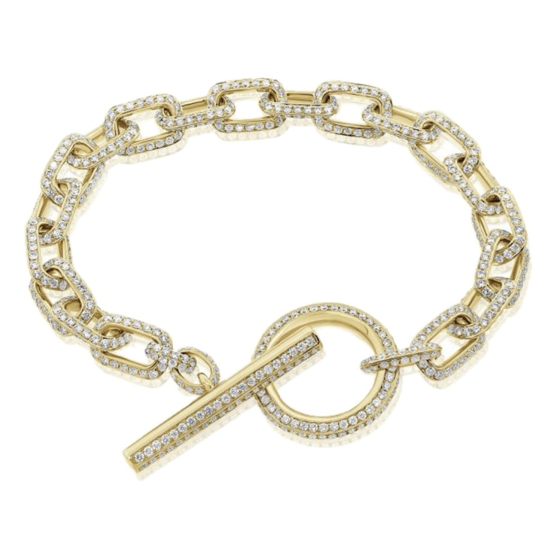 14k Yellow Gold Diamond Toggle Chain Link Bracelet