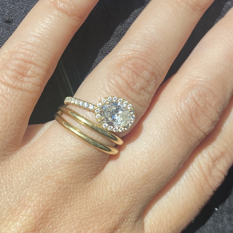 18k Yellow Gold Oval Diamond Spiral Engagement Ring