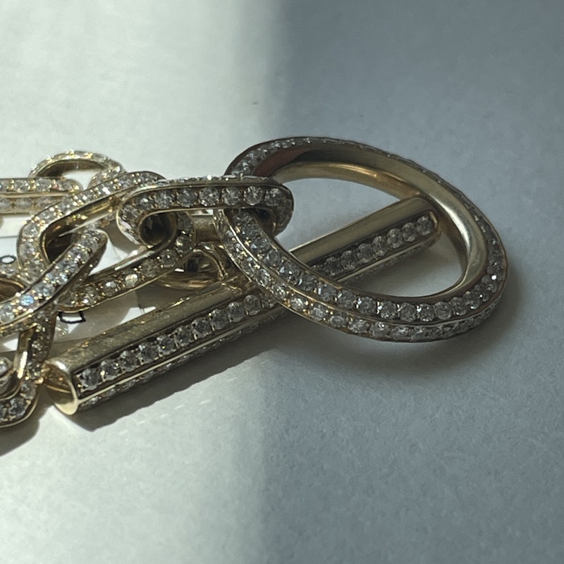 14k Yellow Gold Diamond Toggle Chain Link Bracelet