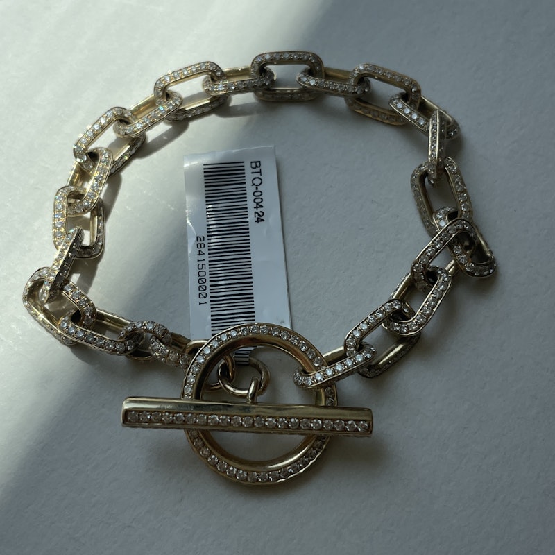 14k Yellow Gold Diamond Toggle Chain Link Bracelet