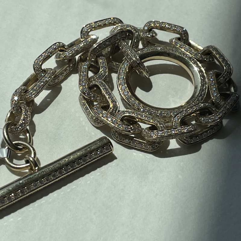 14k Yellow Gold Diamond Toggle Chain Link Bracelet